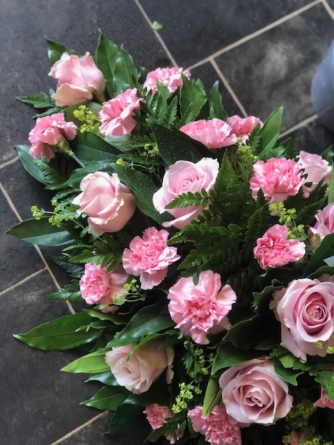 Pink Rose and Carnation Casket Spray