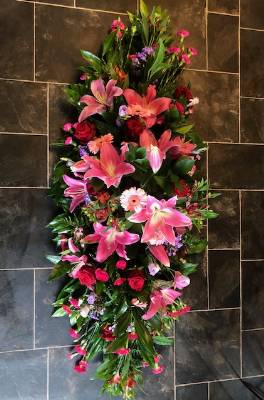 Pinks, Reds and Purples Casket Spray