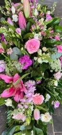 Pink and White Casket Spray