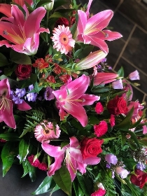 Pinks, Reds and Purples Casket Spray